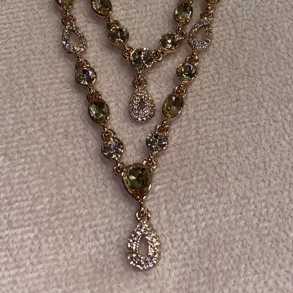 Givenchy rose gold tone with champagne Swarovski crystal necklace - Picture 14 of 16